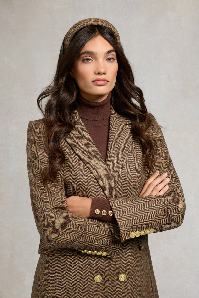 Narrow Headband (Brown Herringbone)