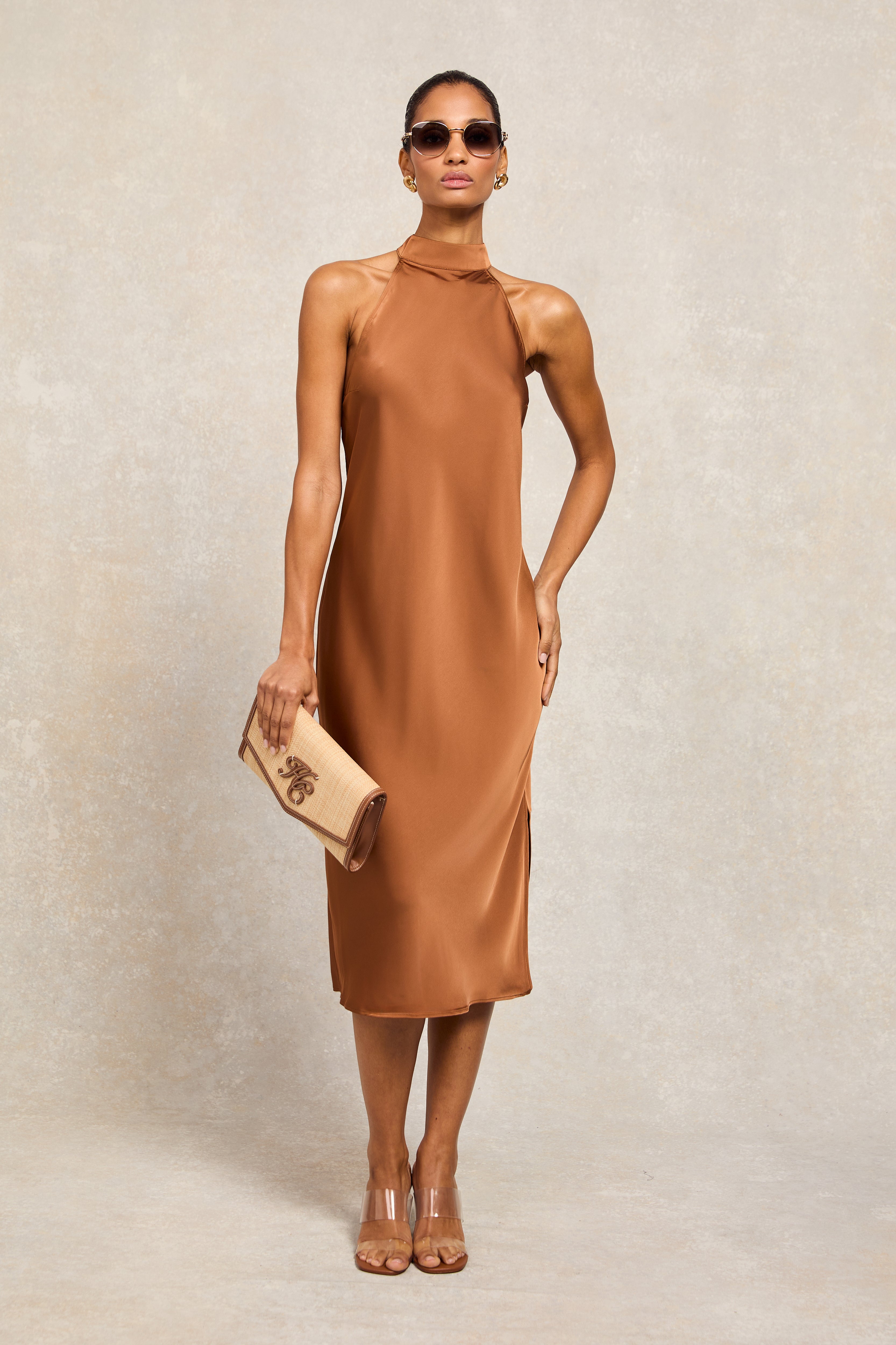 Holland Cooper Florence Satin Dress Copper Women's Size 4