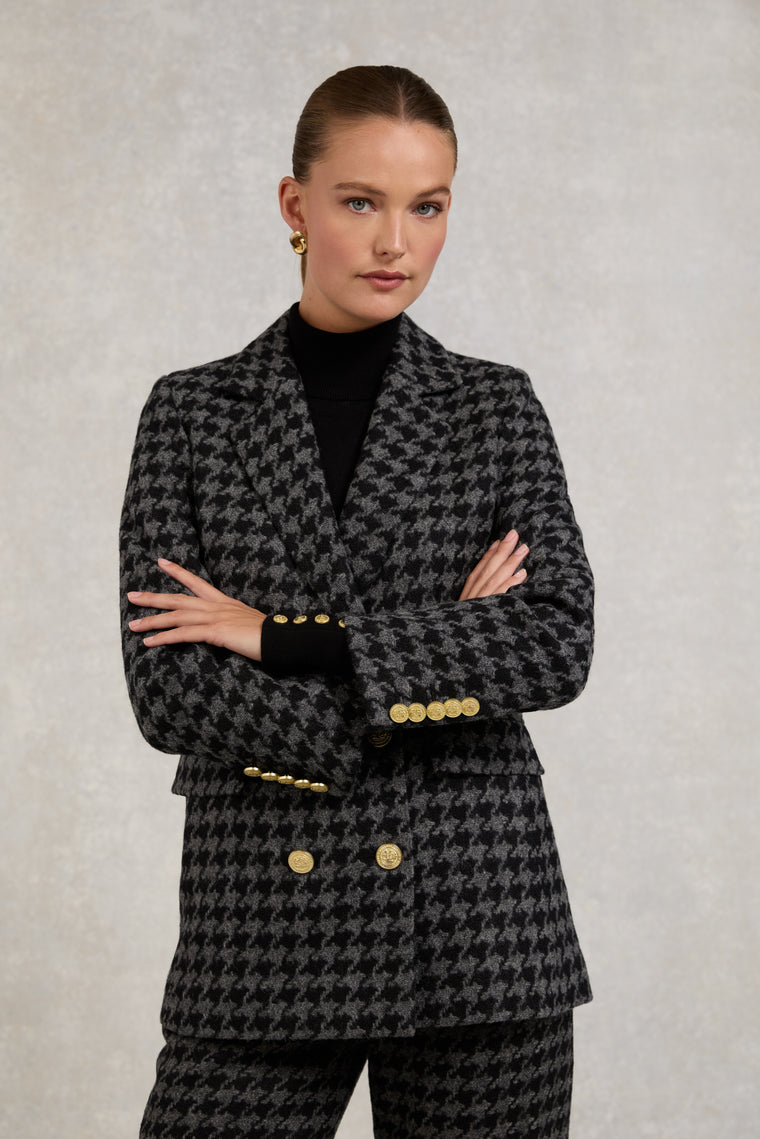 The Large Scale Charcoal Houndstooth Suit