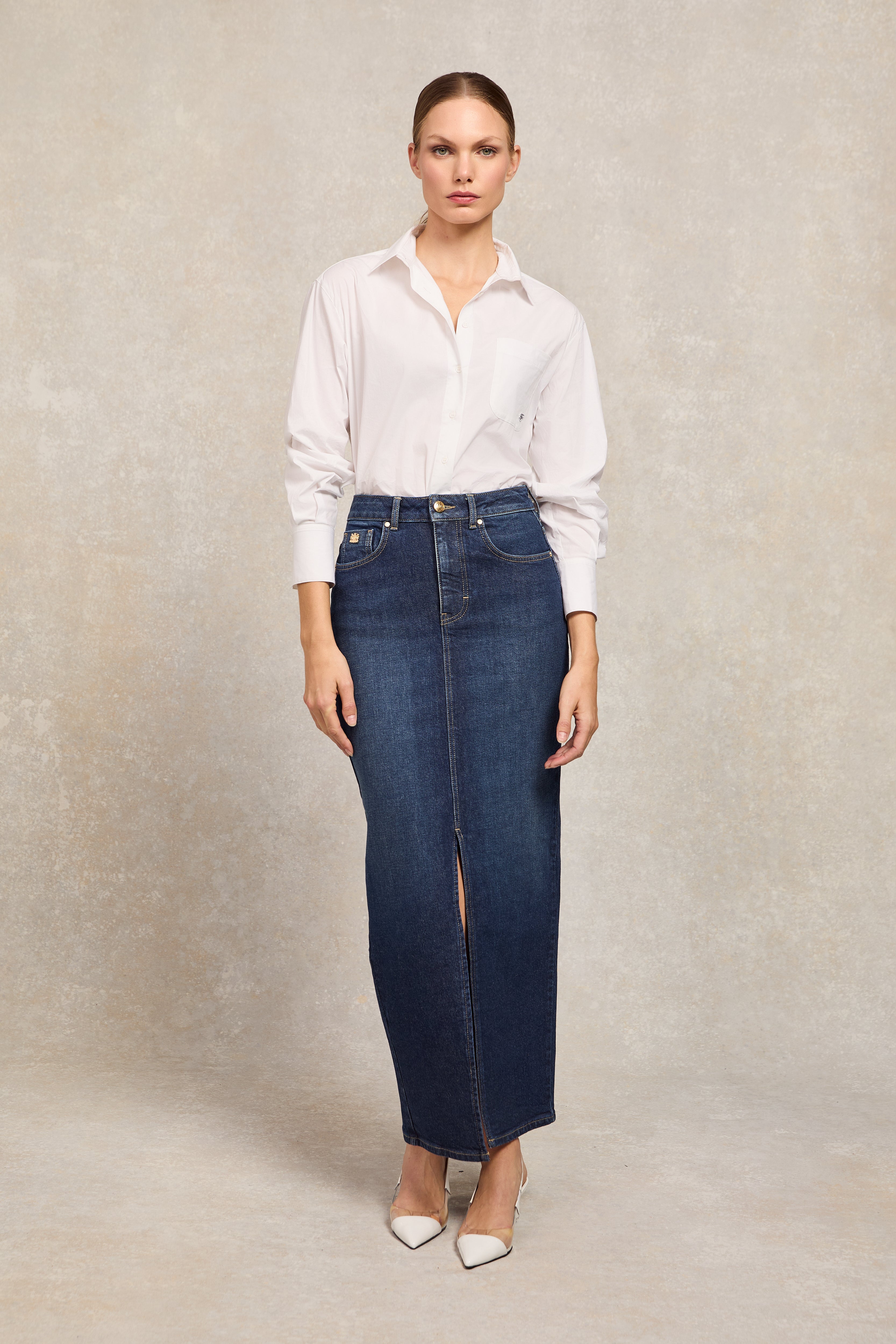 Holland Cooper Denim Maxi Skirt Deep Indigo Women's Size 2