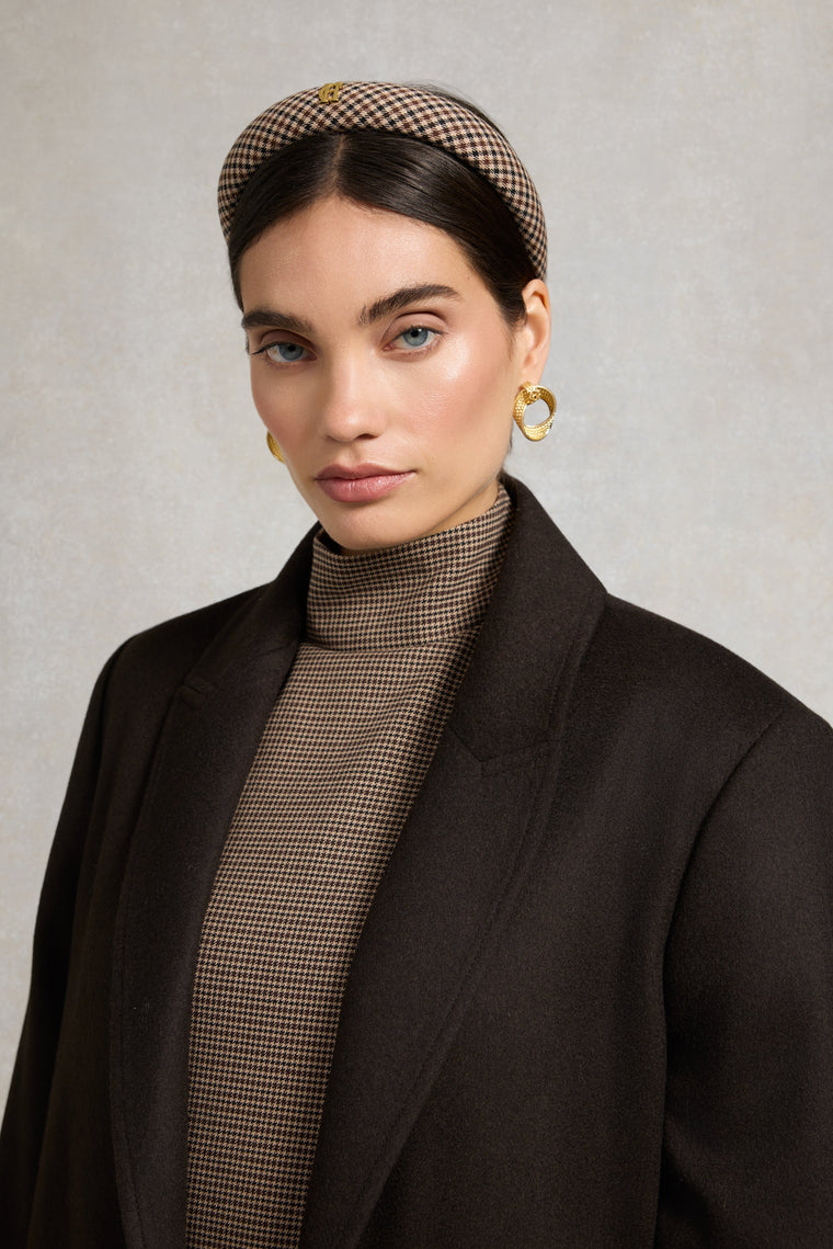 Narrow Headband (Mocha Houndstooth)