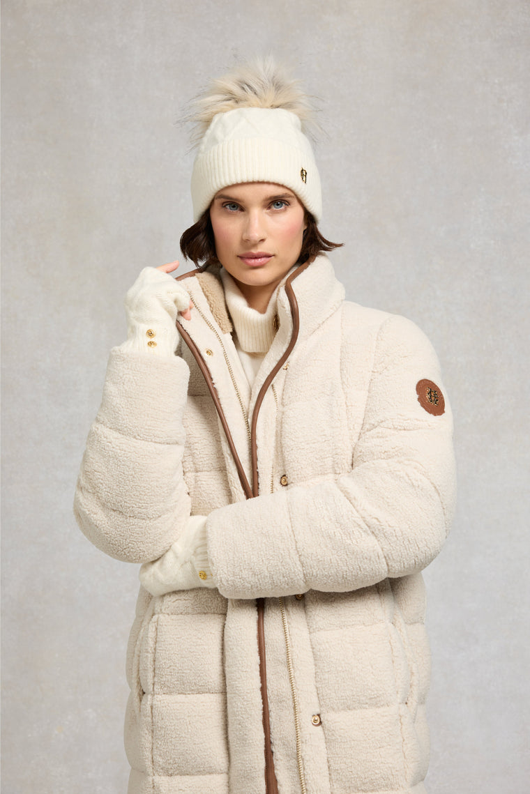 Sloane Cable Bobble Hat (Cream)