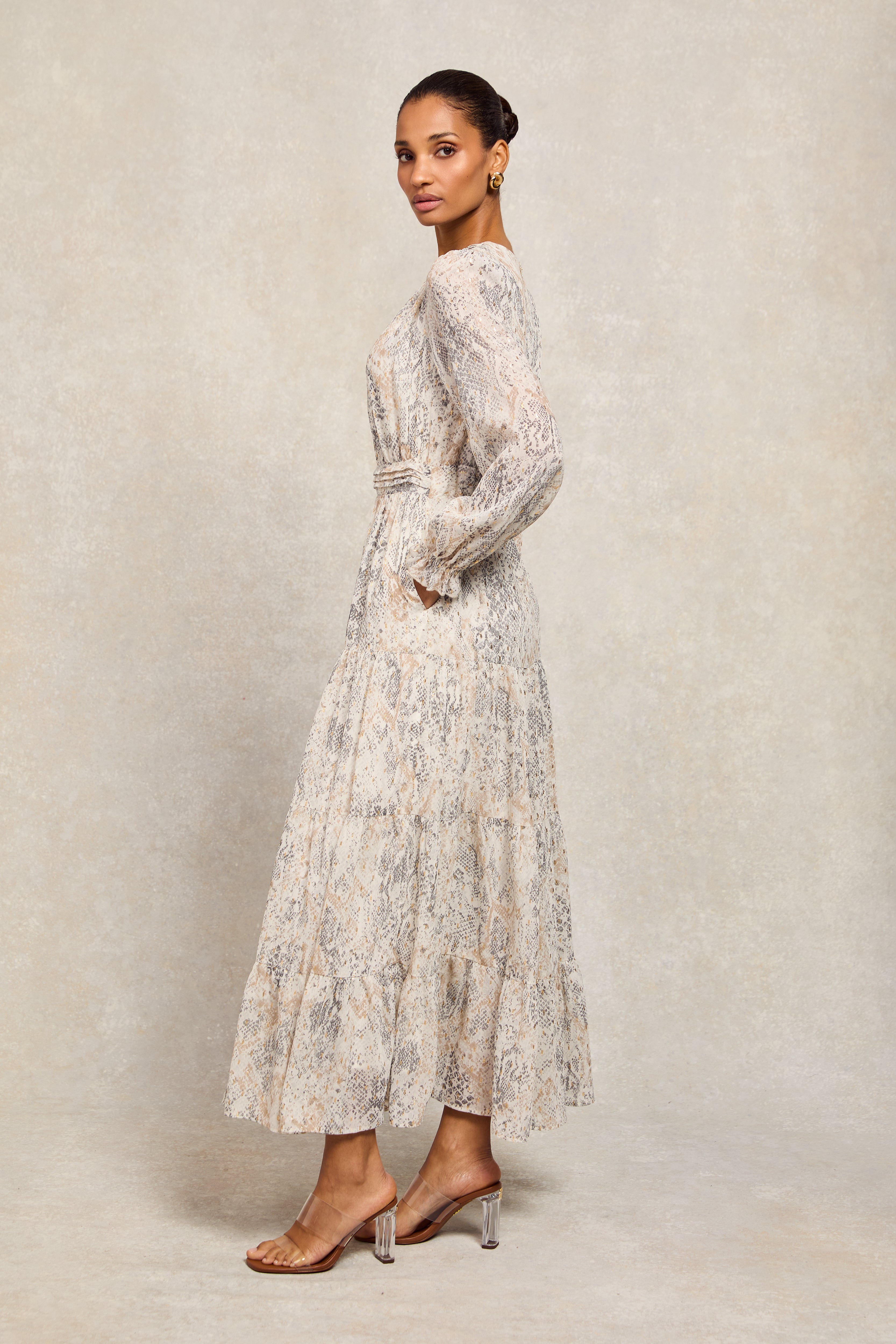Holland Cooper Amaya Maxi Dress Python Women's Size 8