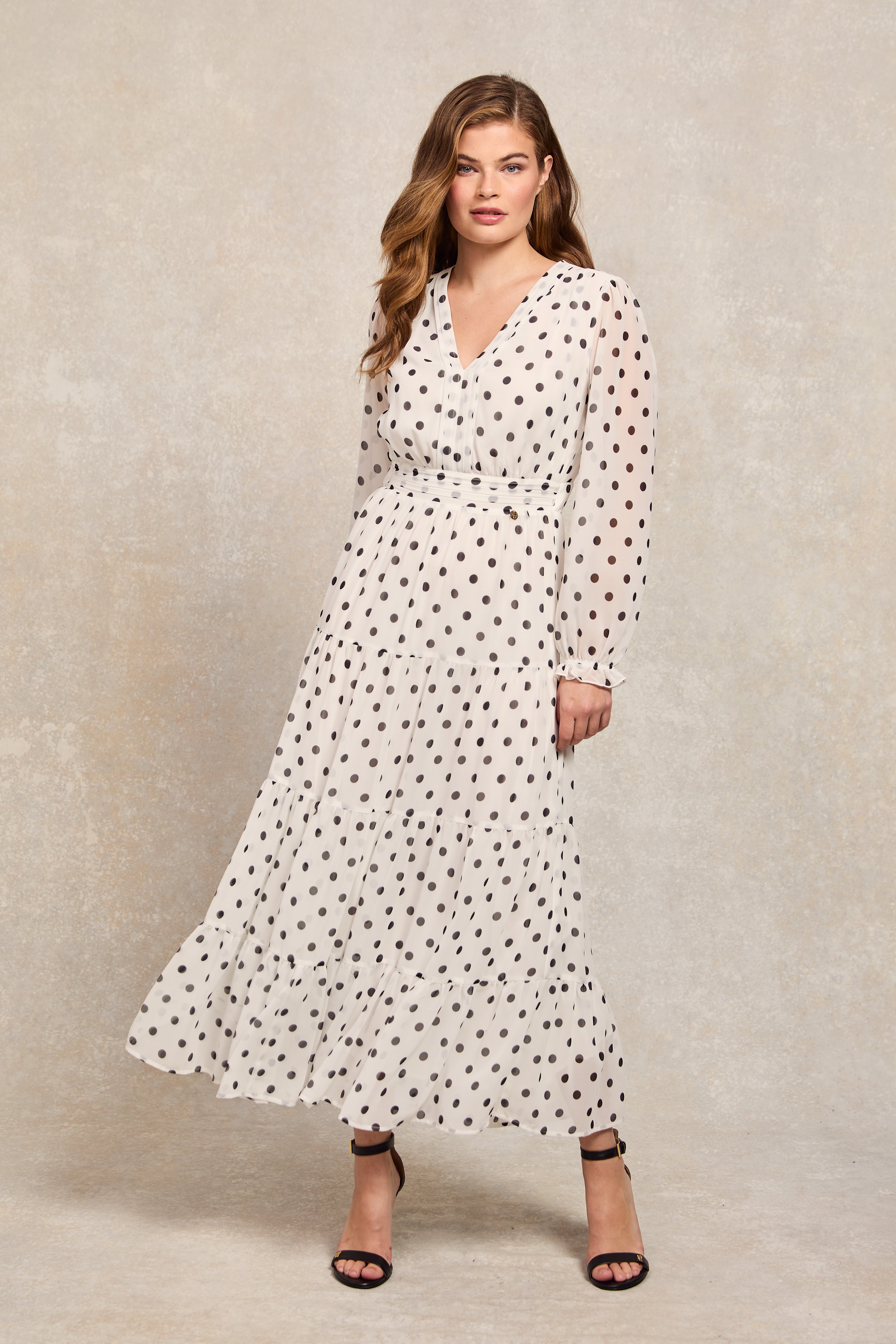 black white polka dot dress Kids 'Audrey' Vintage 50's Girls Dress - White Black / 13 main image 0
