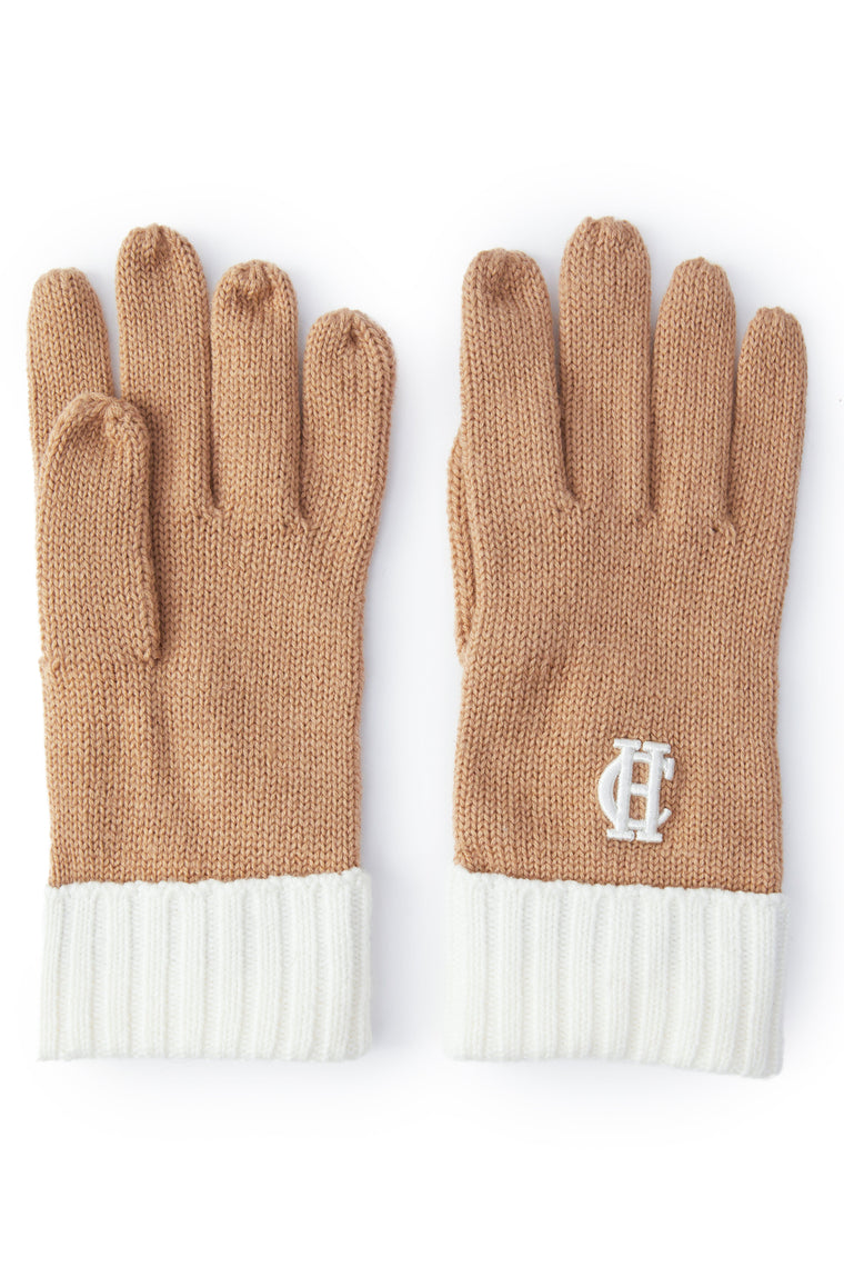 Chelsea Logo Bobble Hat & Glove Set (Camel)