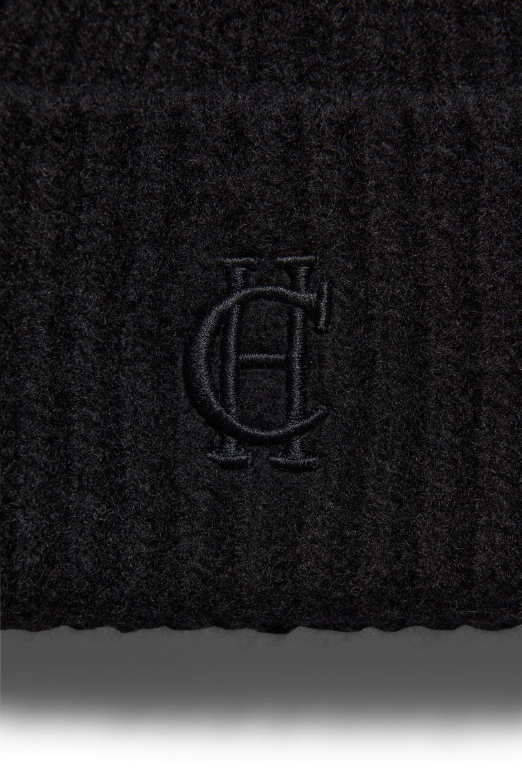 Classic Embroidered Beanie (Black)