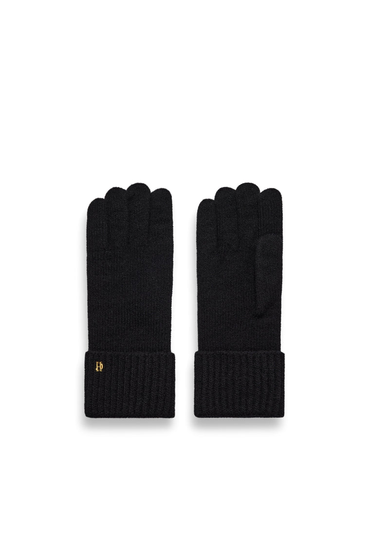 Classic Embroidered Beanie & Glove Set (Black)