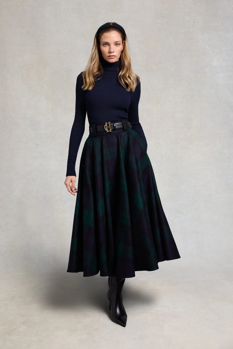 360 Maxi Tweed Circle Circle Skirt (Blackwatch)