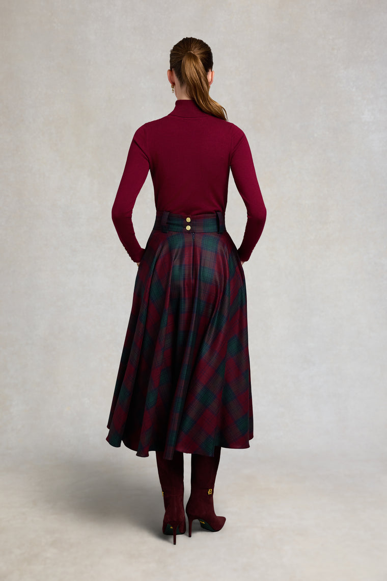 360 Maxi Tweed Circle Skirt (Mulberry Tartan)