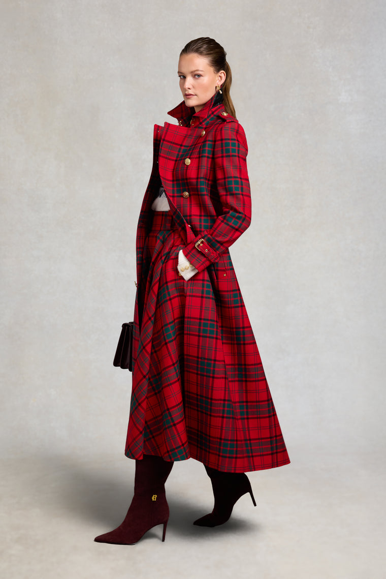 360 Maxi Tweed Circle Skirt (Red Tartan)