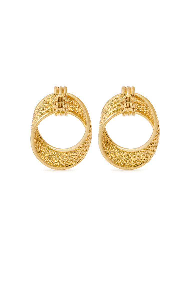 Heritage Textured Hoop Earrings (Vintage Gold)