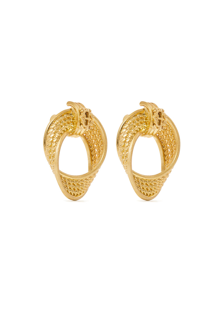 Heritage Textured Hoop Earrings (Vintage Gold)