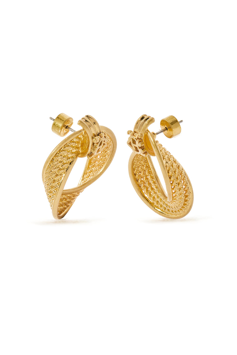 Heritage Textured Hoop Earrings (Vintage Gold)
