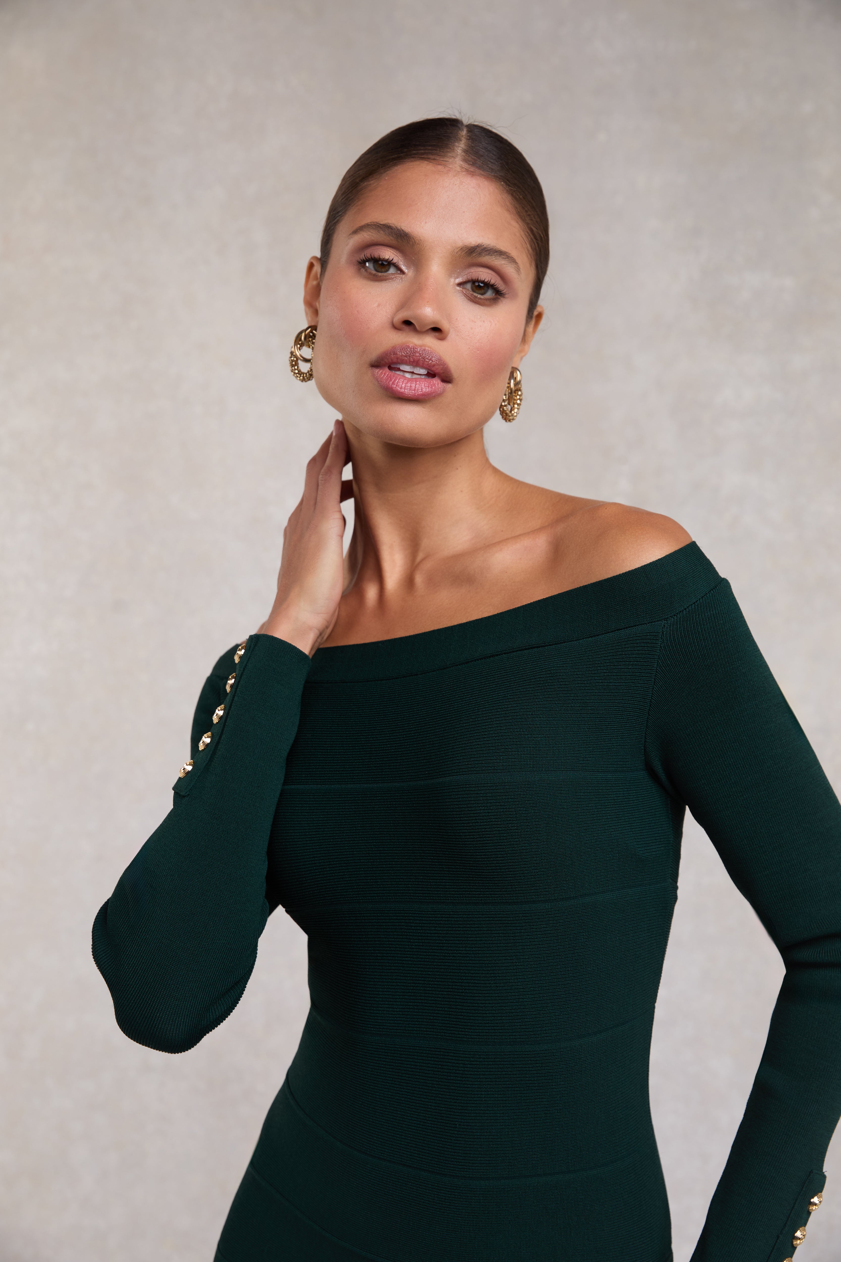 fitted lace wedding dress Christina Bandage Dress (Deep Emerald) – Holland Cooper US
