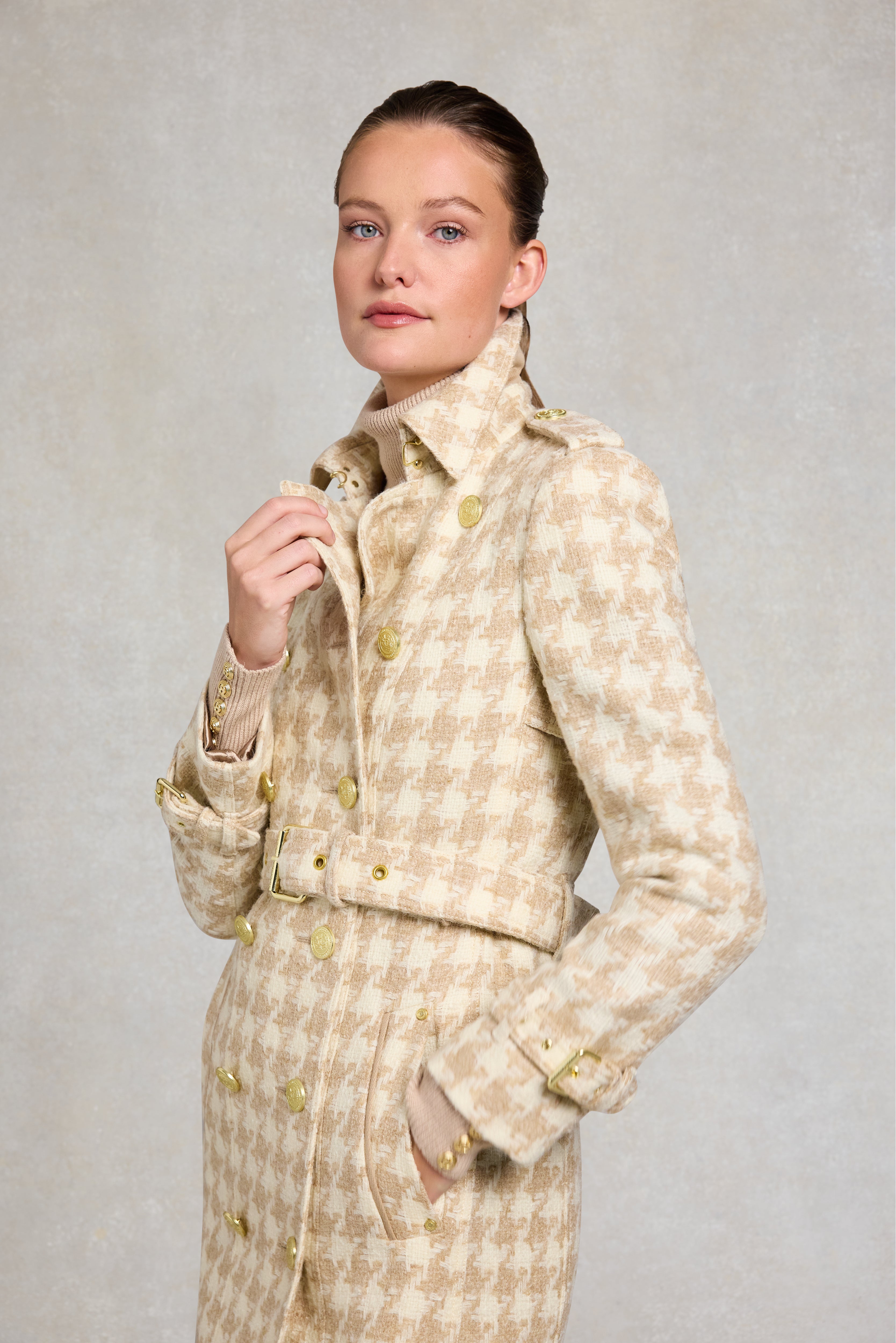 Full Length Marlborough Trench Coat (Camel Houndstooth) – Holland