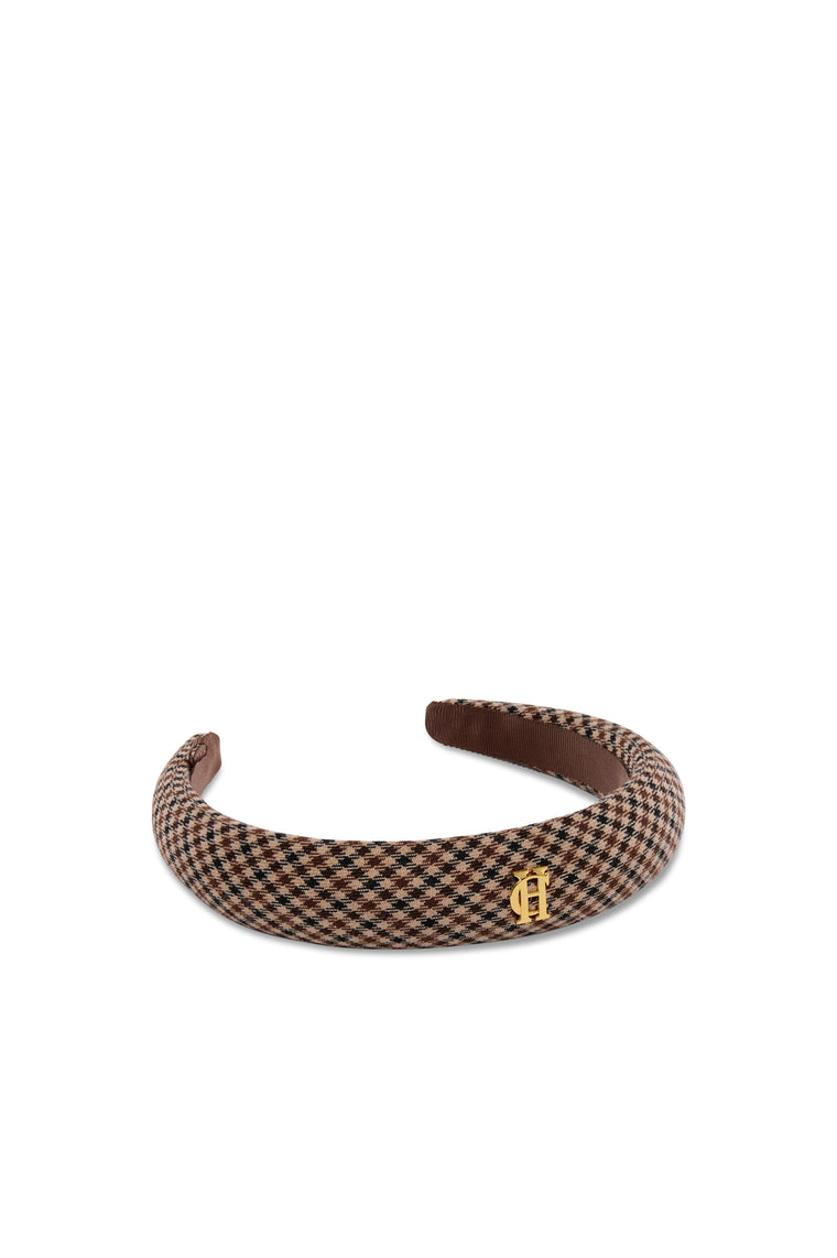Narrow Headband (Mocha Houndstooth)