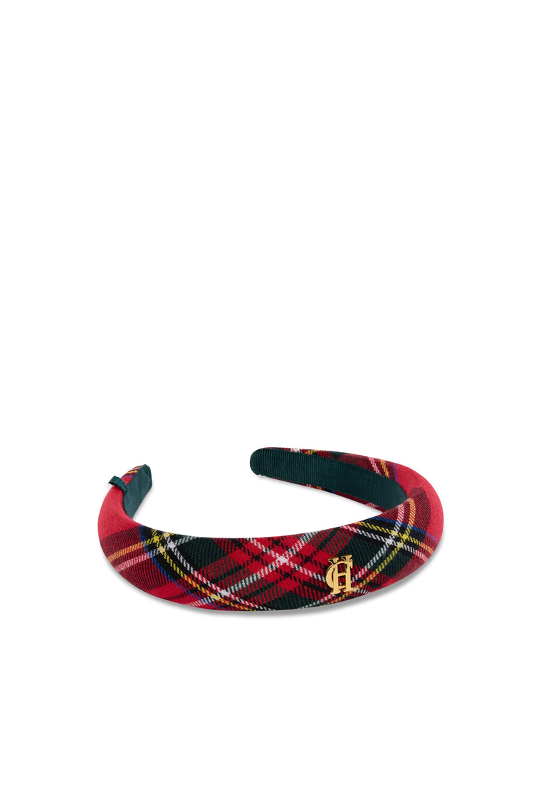 Narrow Headband (Red Tartan)