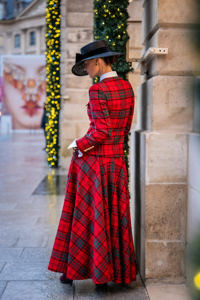 360 Maxi Tweed Circle Skirt (Red Tartan)