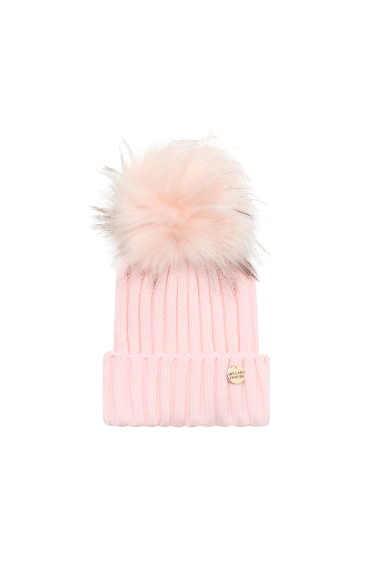 Rib Bobble Hat (Pink)
