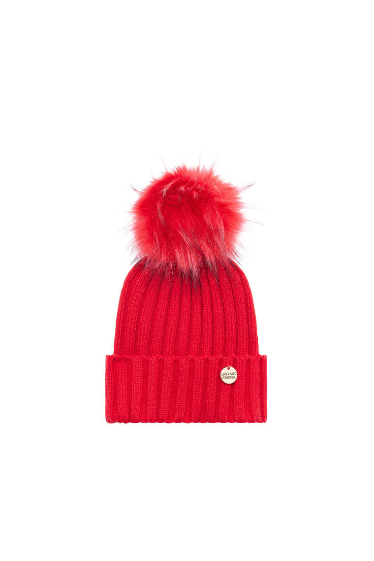 Rib Bobble Hat (Red)