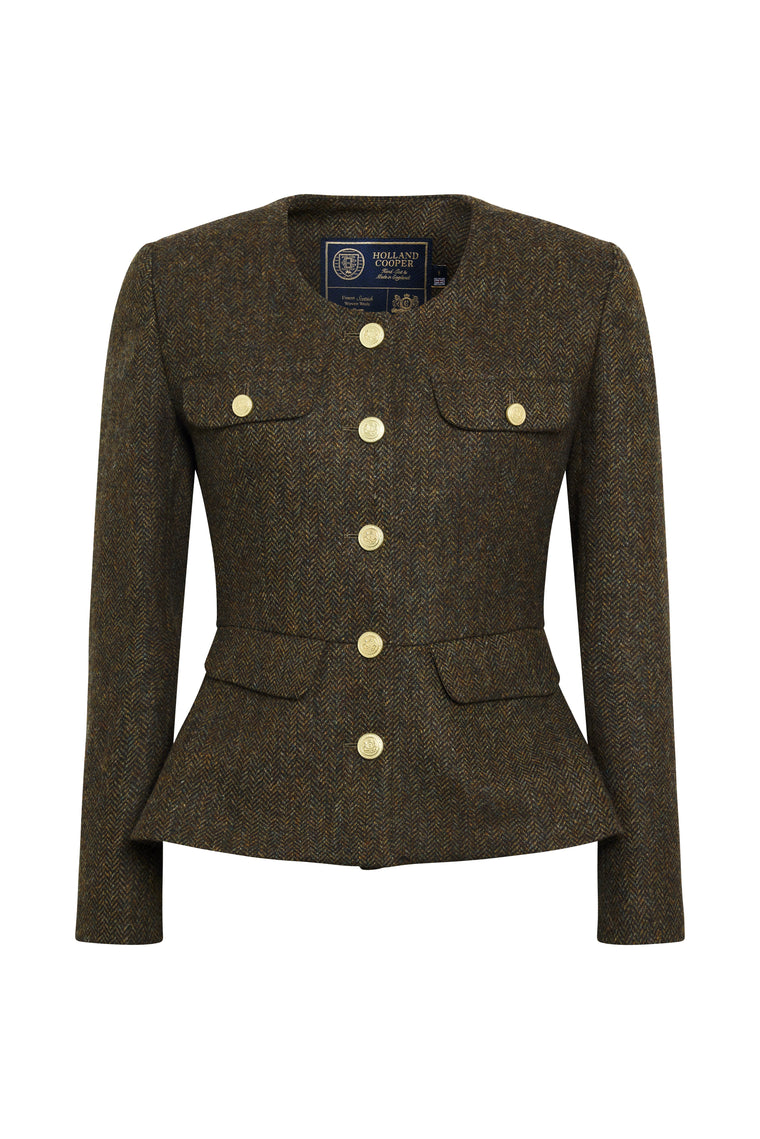 Jade's Dark Green Herringbone Look