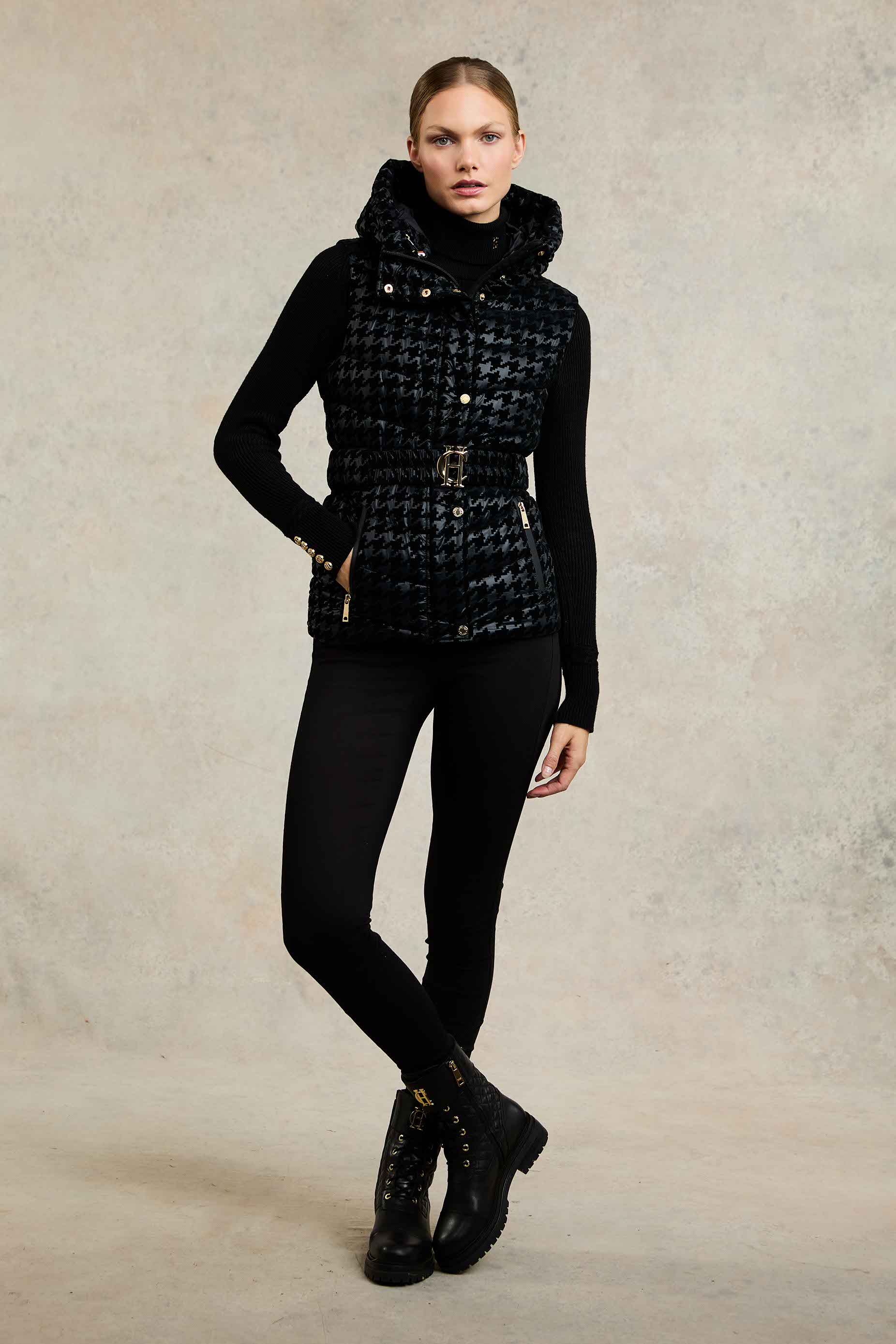 Vermont Gilet (Mono Houndstooth) – Holland Cooper US