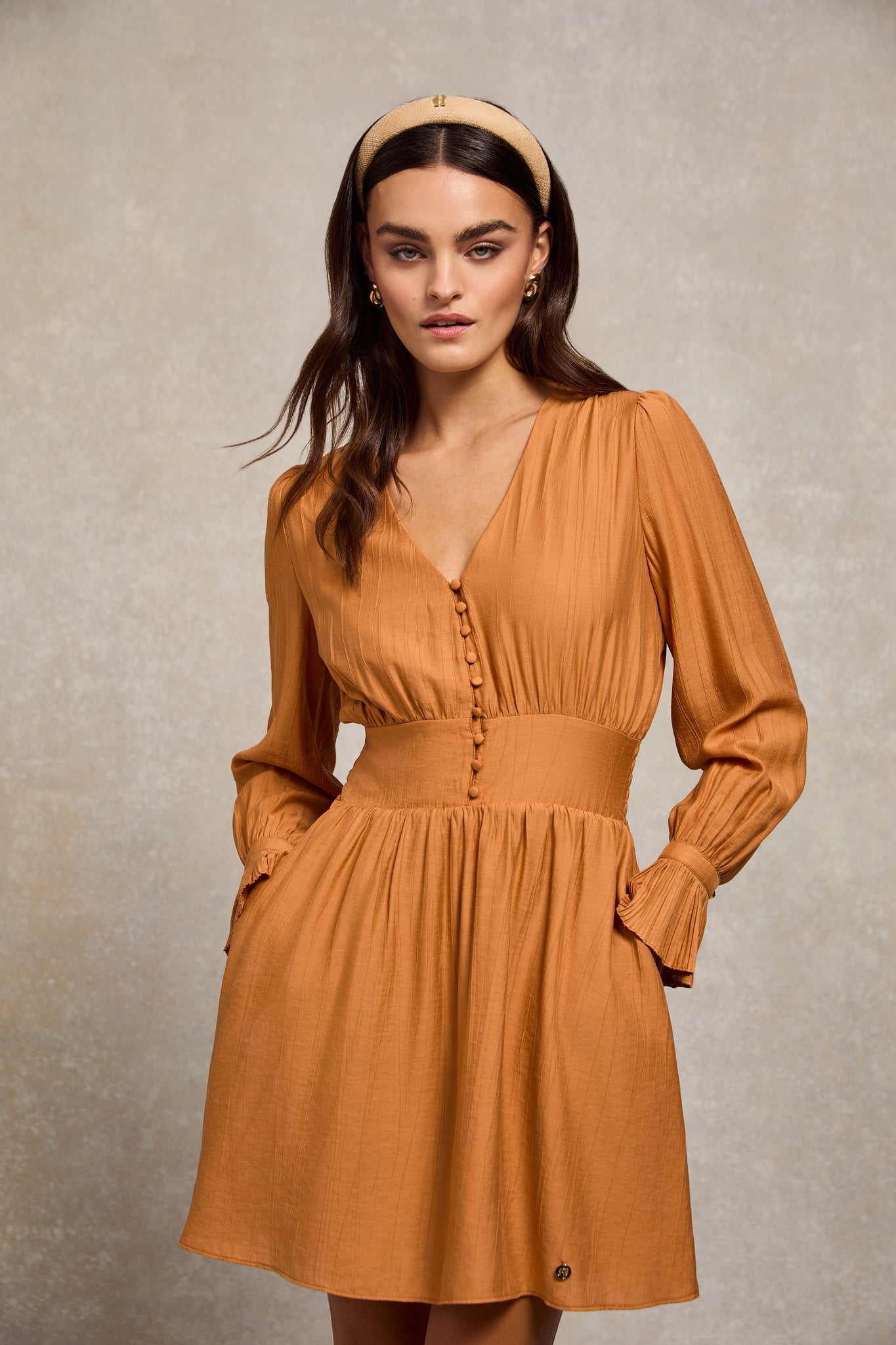 Phoebe V-Neck Mini Dress (Sienna)