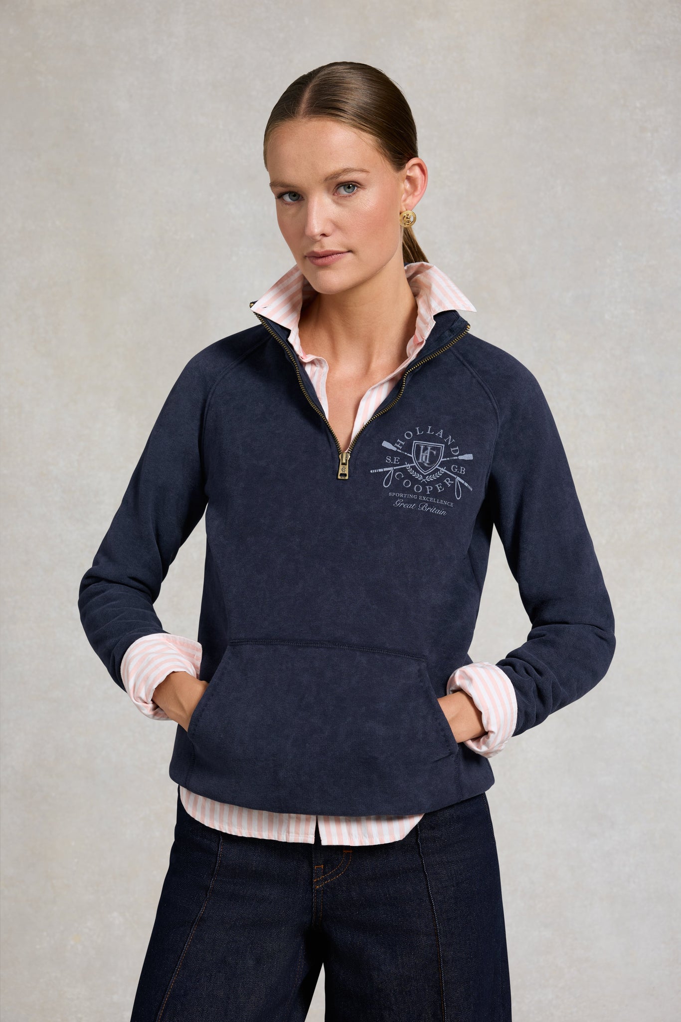 Crest Zip Henley (Ink Navy)