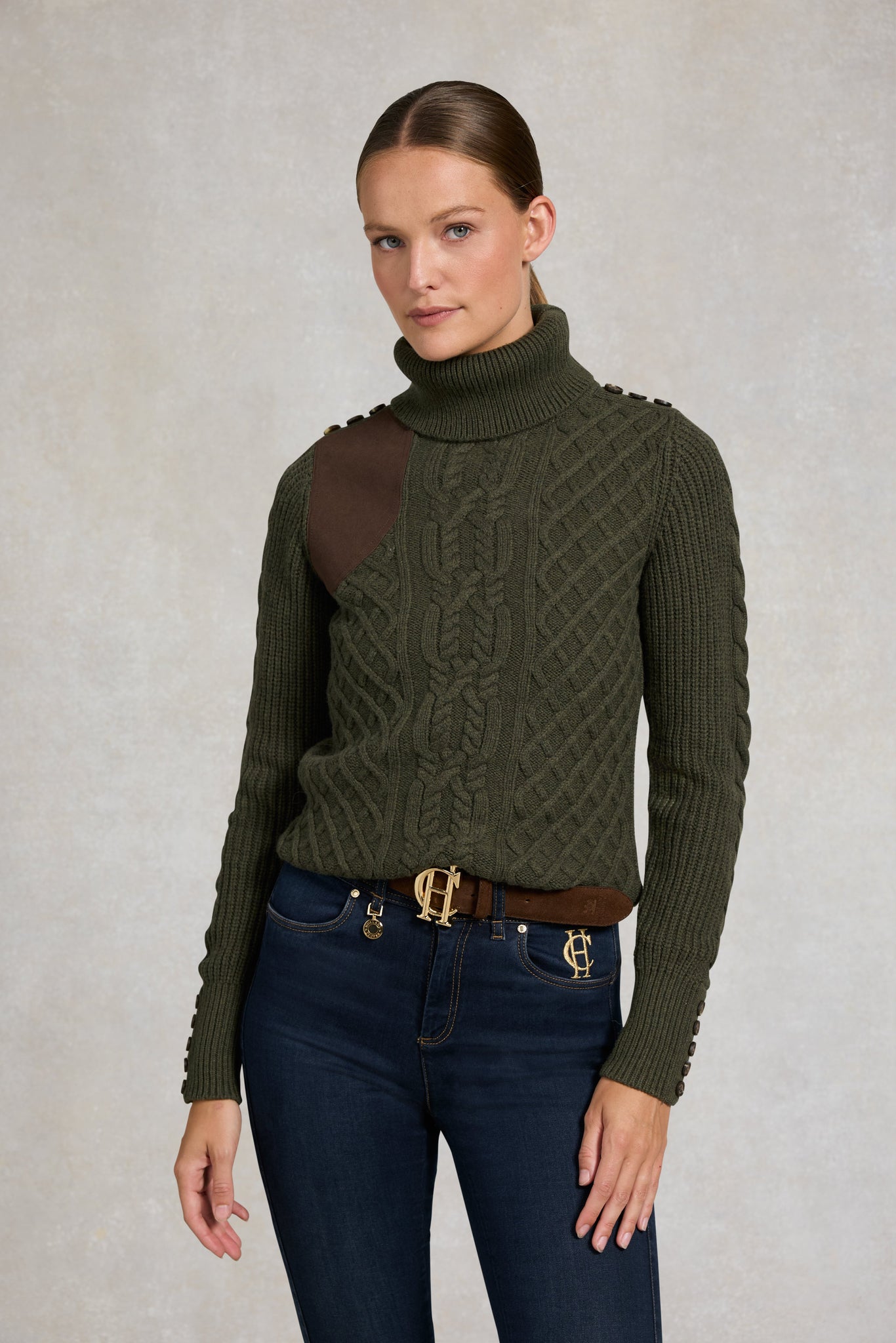 Country Roll Neck Knit (Forest Green)