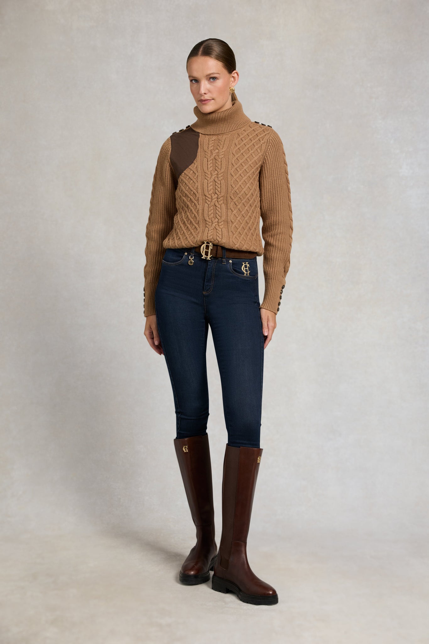 Country Roll Neck Knit (Caramel)