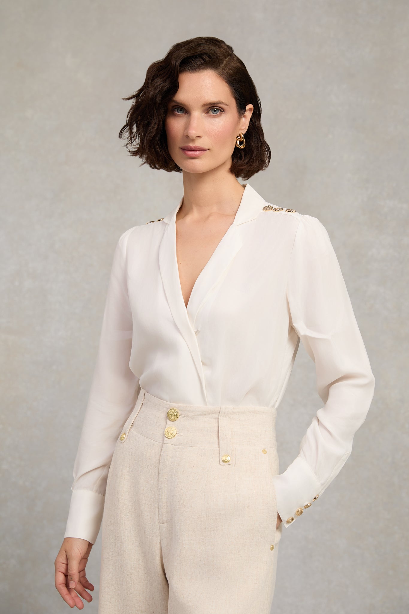 Cupro Shirt Bodysuit (White)