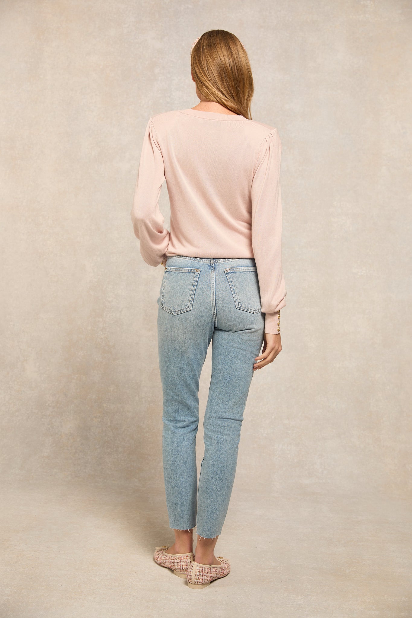 Structured Kelsie Crew Neck Knit (Soft Pink)