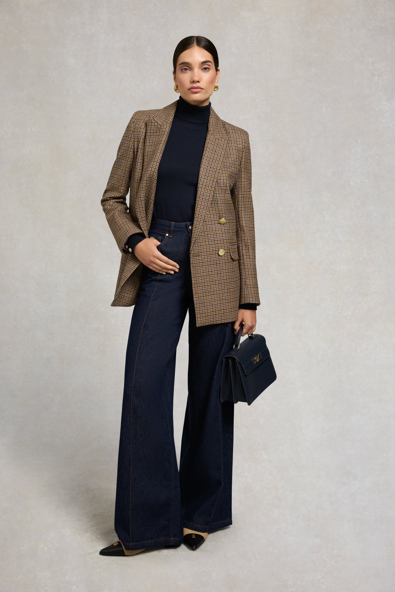 Buttoned Knit Roll Neck (Ink Navy)