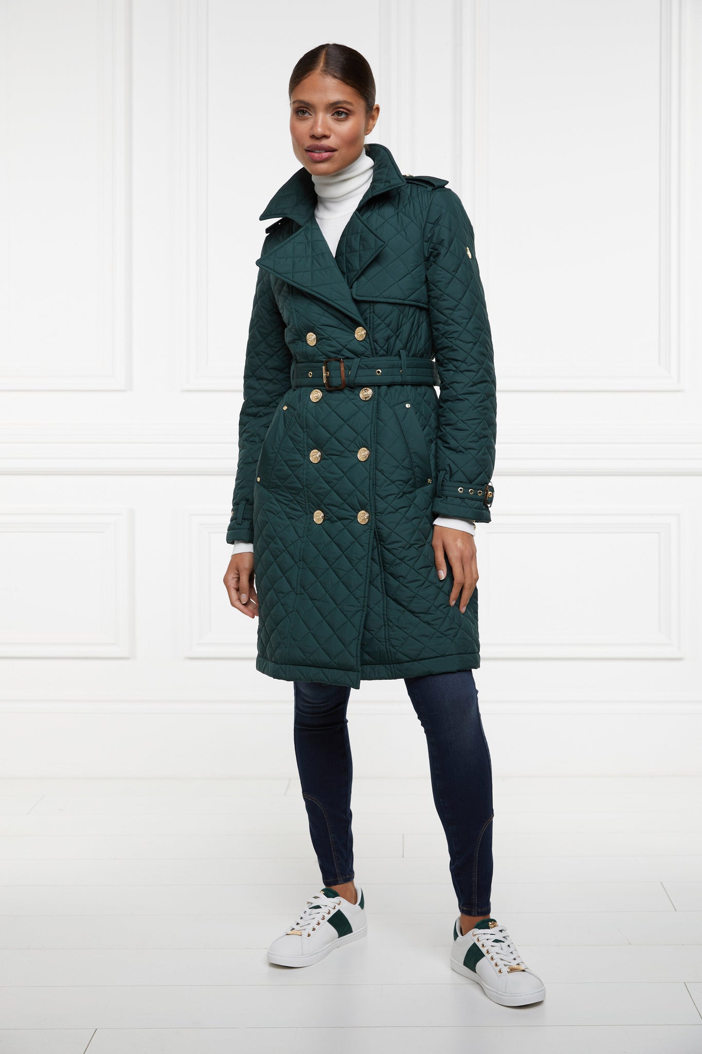 Enstone Quilted Trench Coat (Emerald)