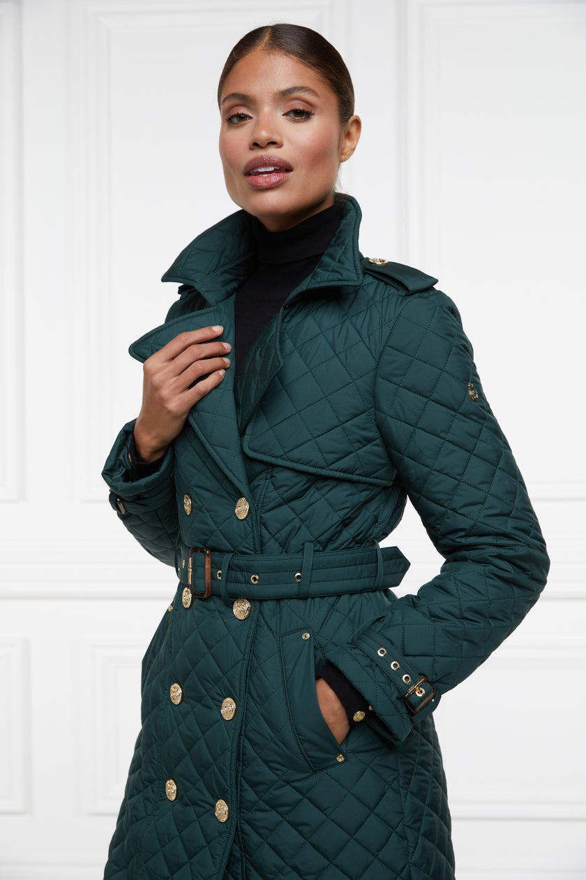 Enstone Quilted Trench Coat (Emerald)