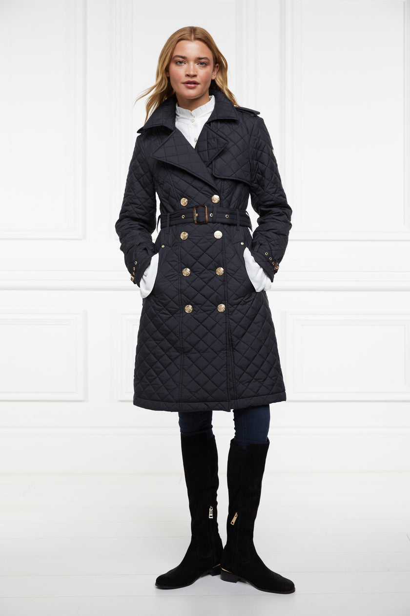 Enstone Quilted Trench Coat (Black Gold)