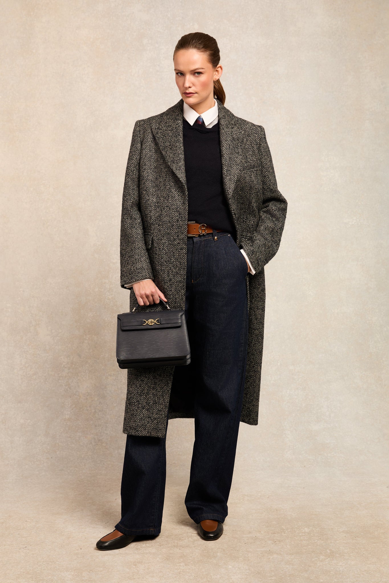 The Kelly Overcoat (Ebony Herringbone)