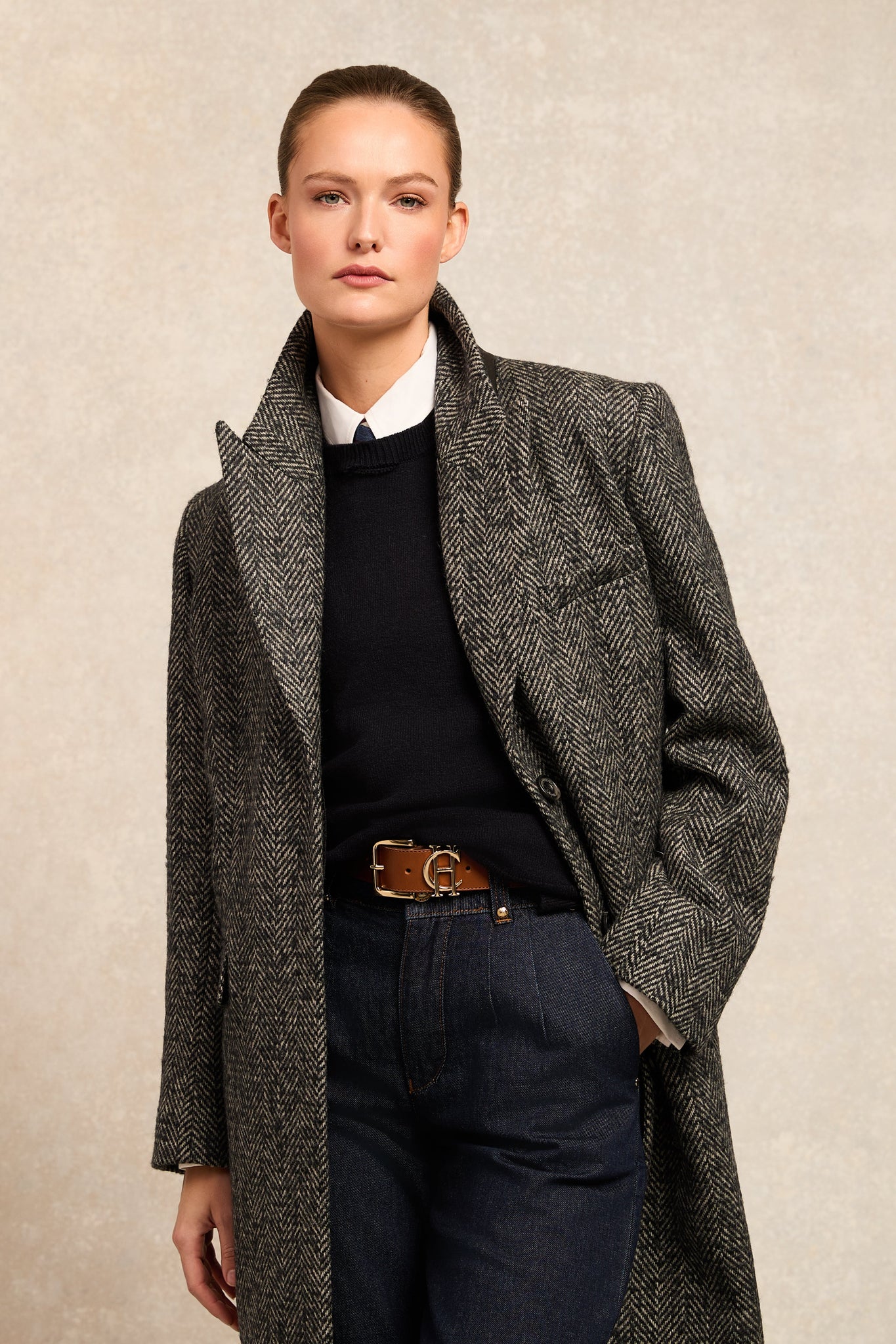 The Kelly Overcoat (Ebony Herringbone)