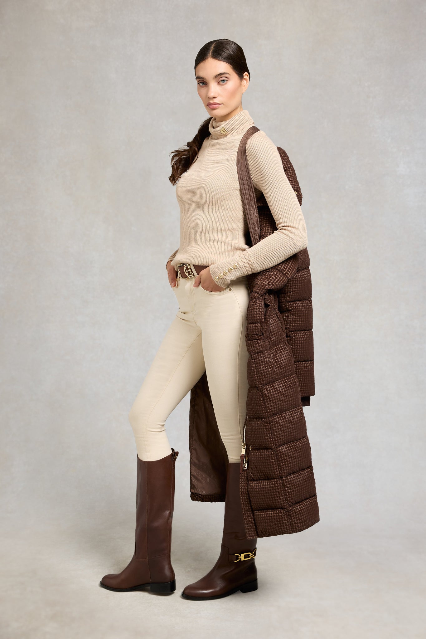 Crawford Longline Coat (Cocoa Mini Flock)