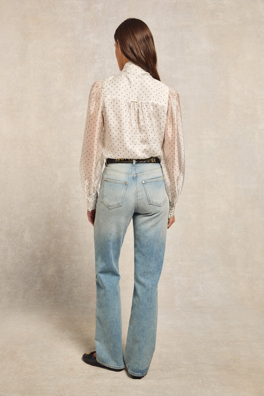 Ariella Blouse (White Polka Dot)