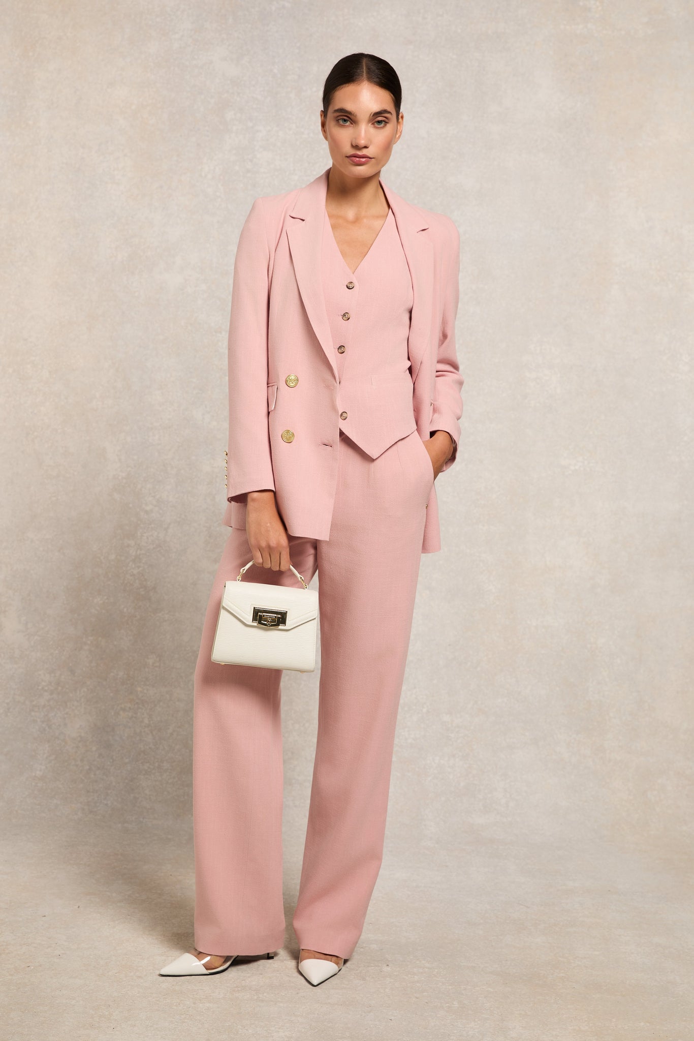 Hampton Waistcoat (Pink Linen)