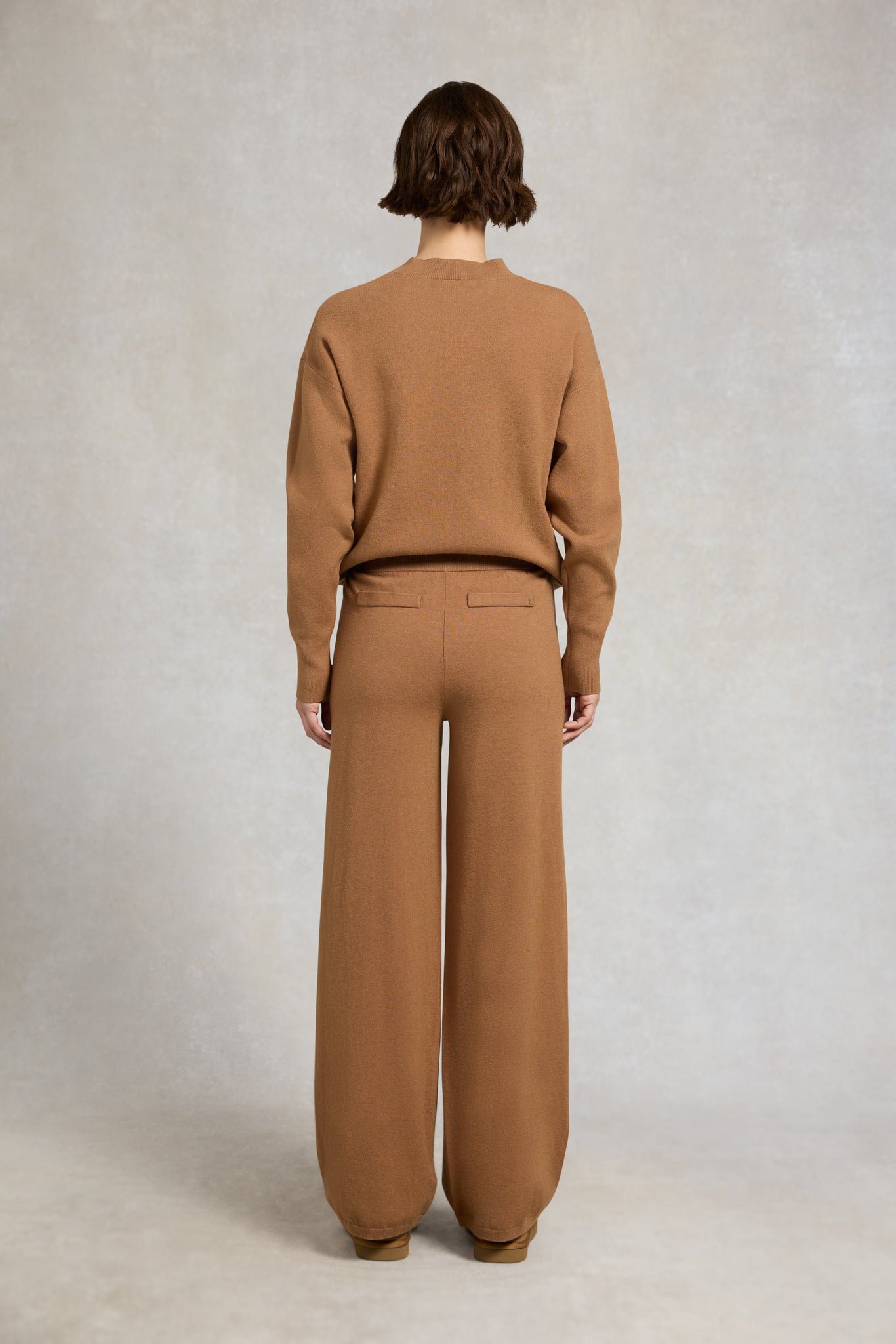 Maria Knitted Wide Leg Pant (Caramel)