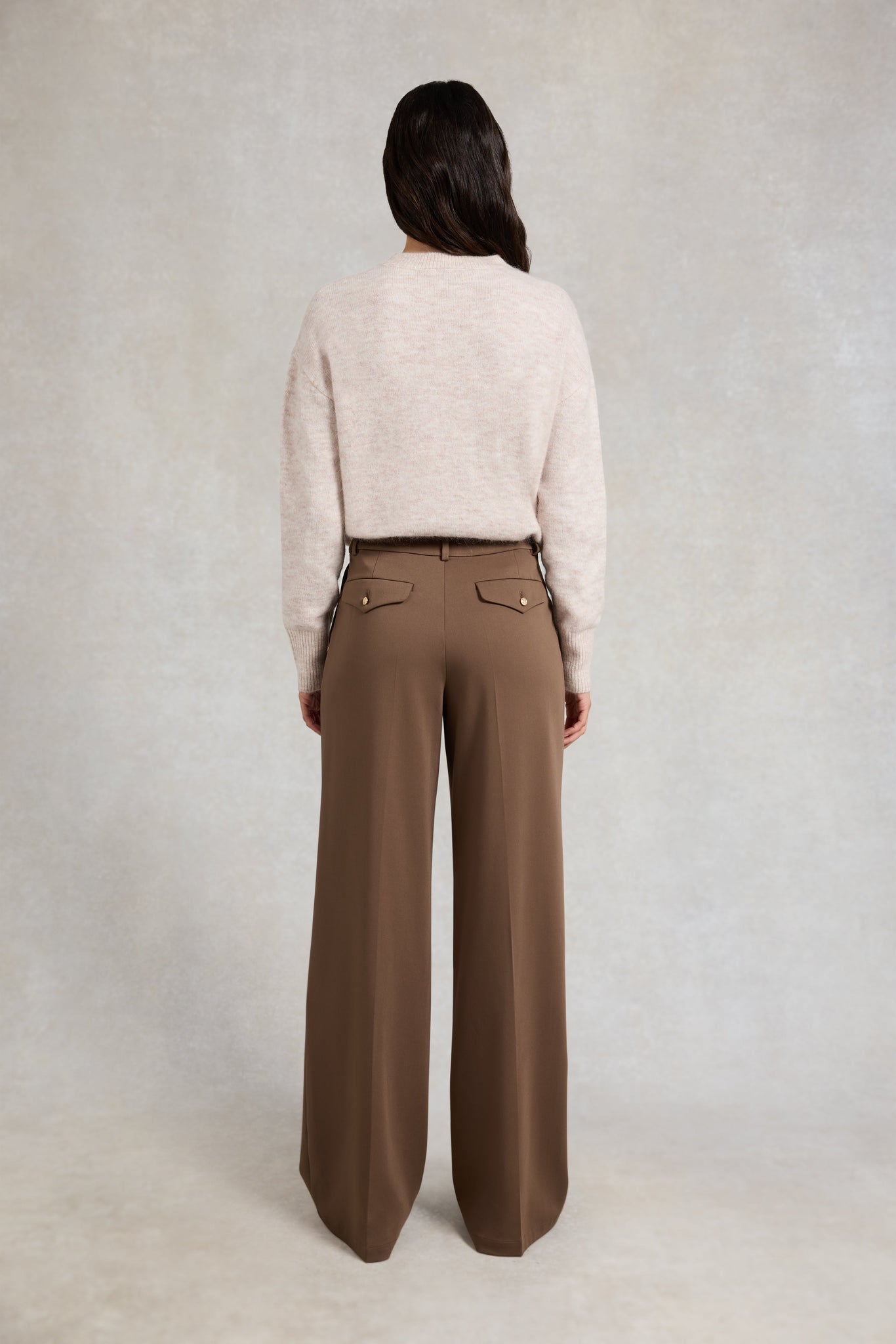 Pleated Wide Leg Trouser (Mocha)