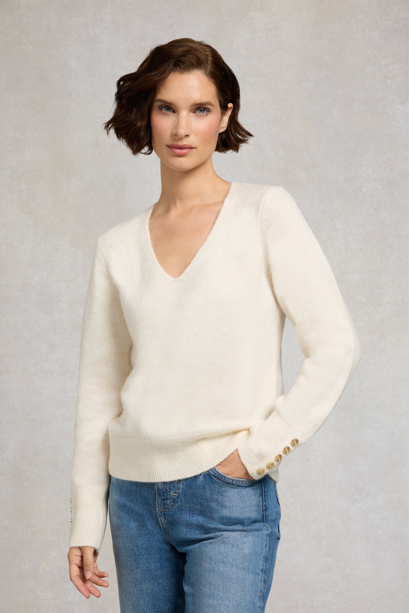 Tori V-Neck Knit (Natural)
