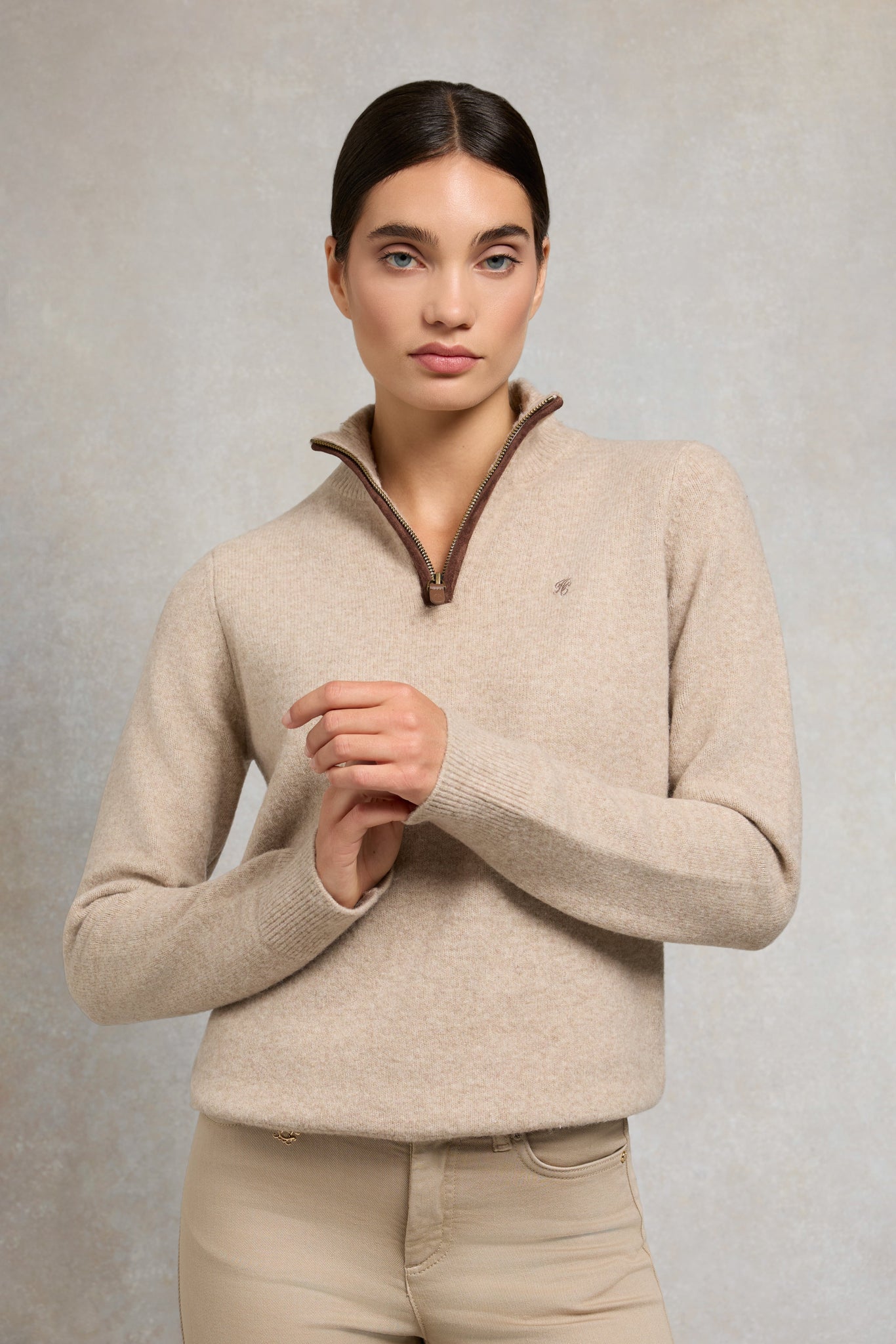 Country Quarter Zip Knit (Oatmeal)