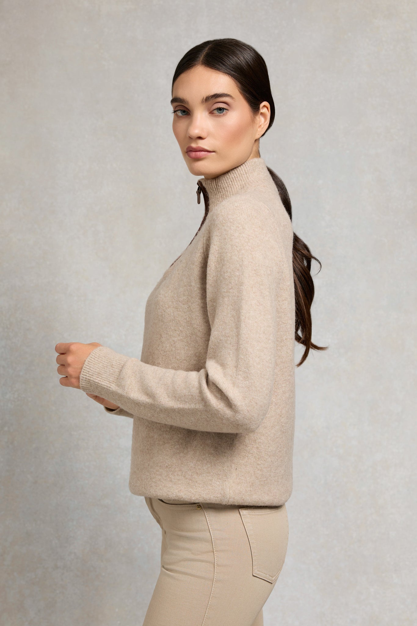 Country Quarter Zip Knit (Oatmeal)