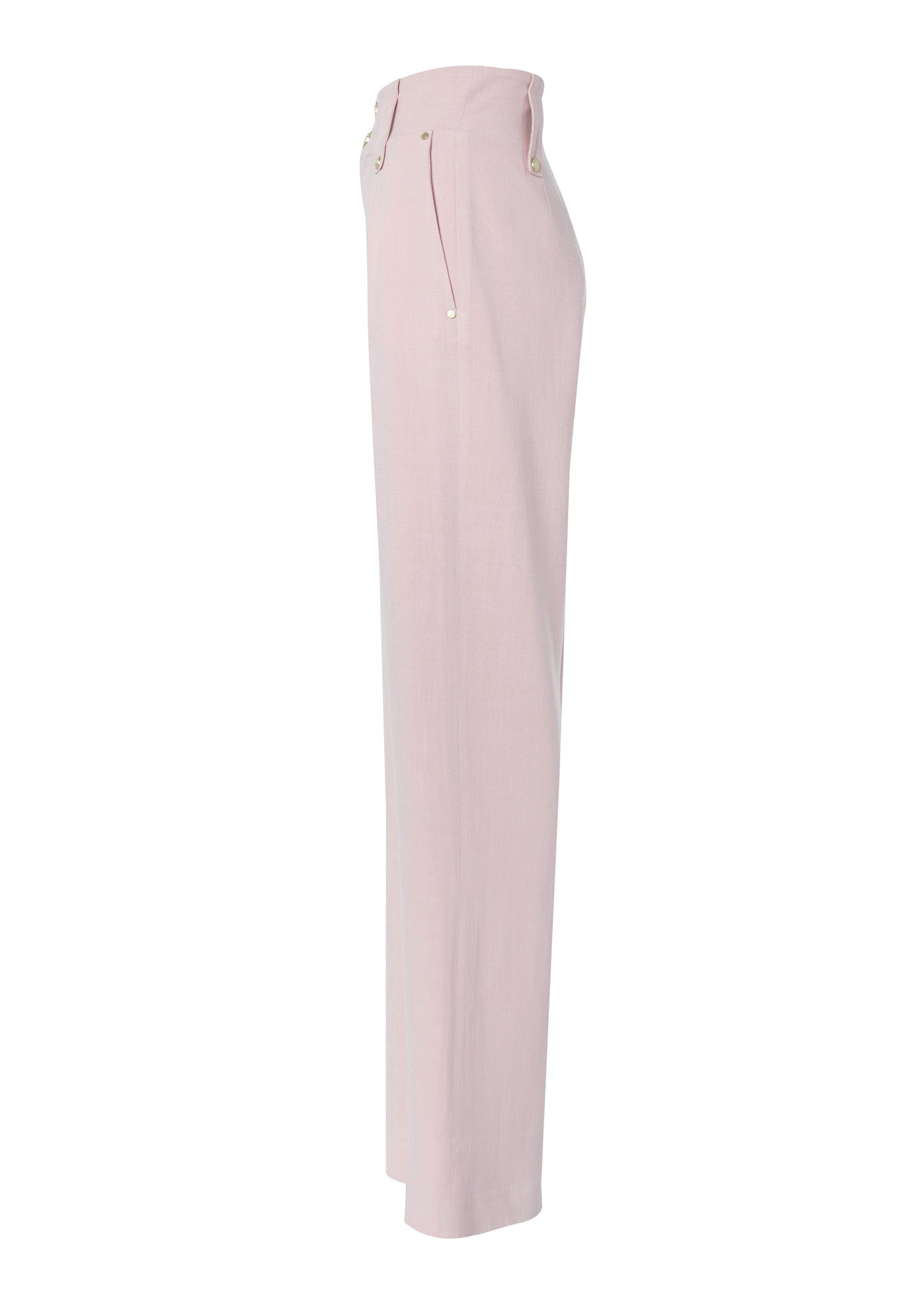 High Waisted Straight Trouser (Pink Linen)