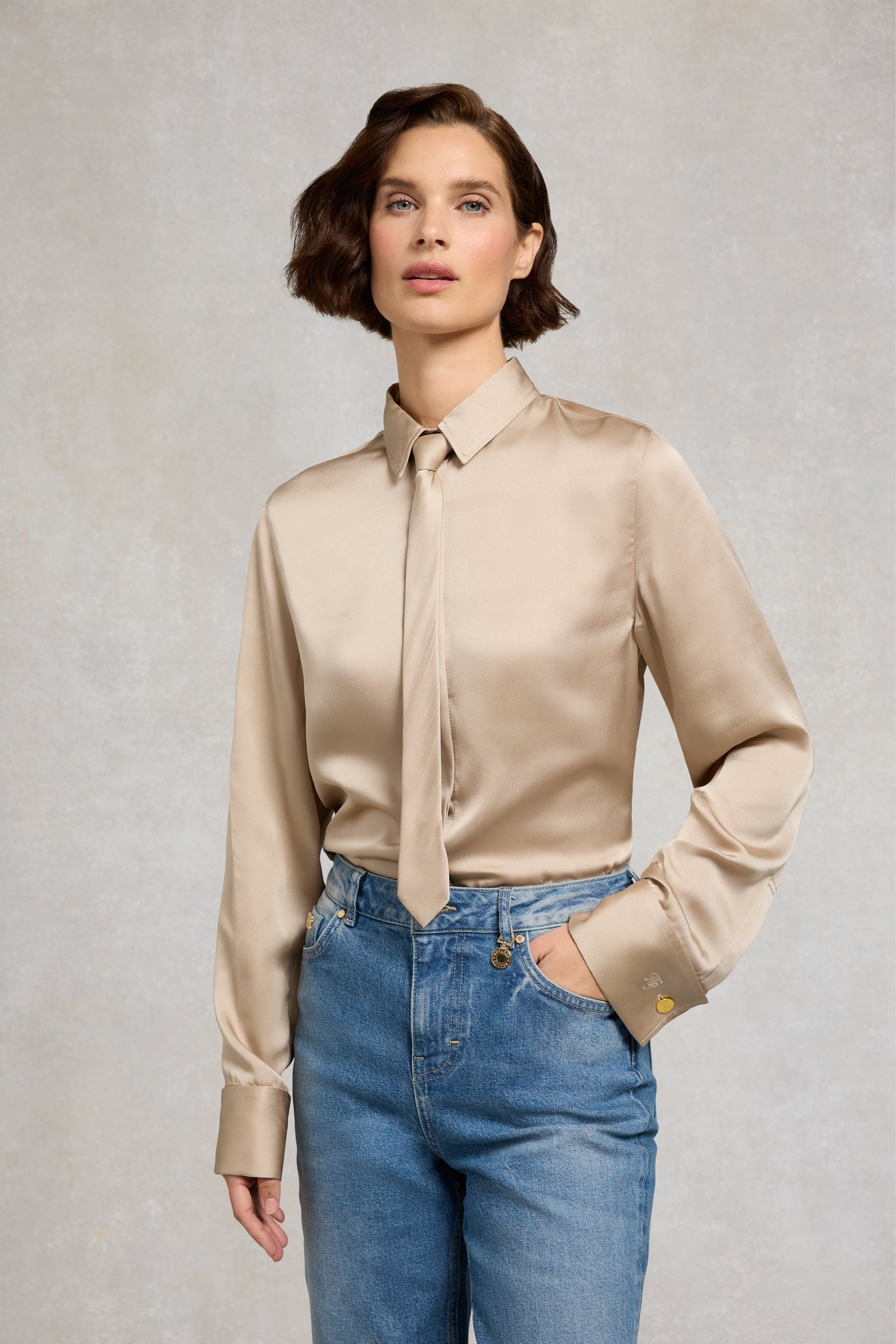 Georgina Satin Shirt (Champagne)