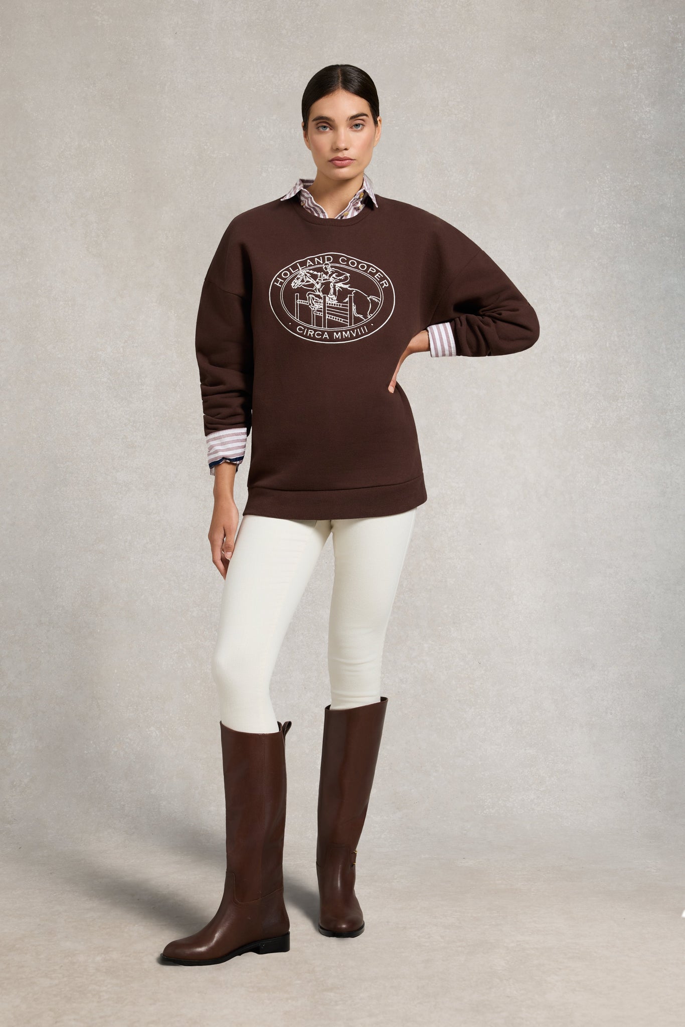 Relaxed Fit Crew Neck Sweat (Walnut)