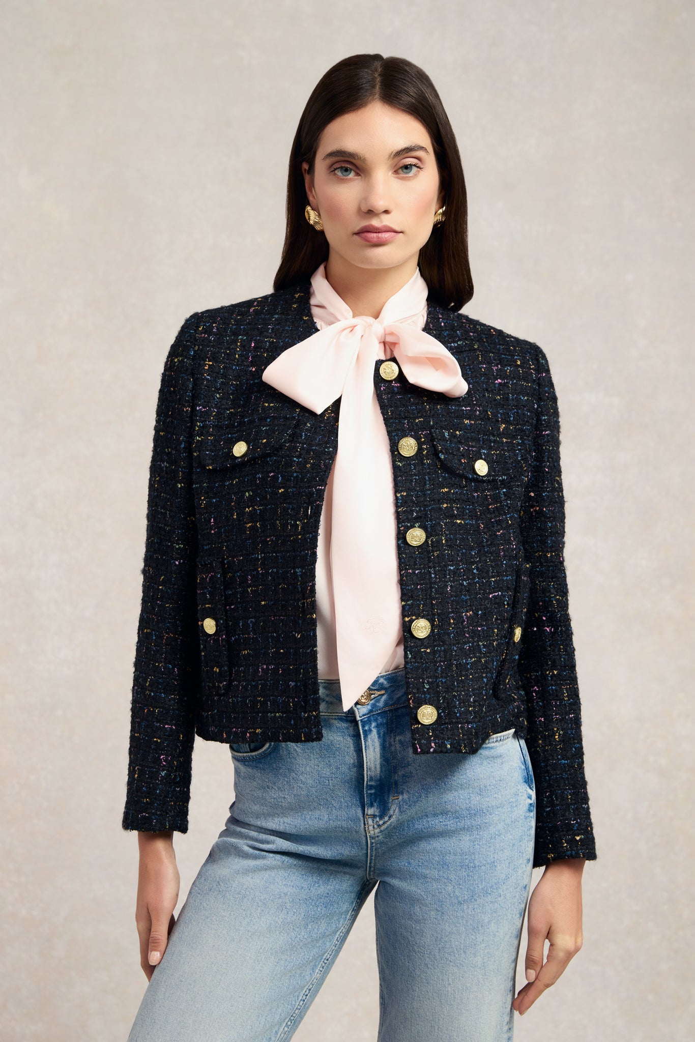 Chelsea Jacket (Black Rainbow Sparkle Tweed) - Main Image
